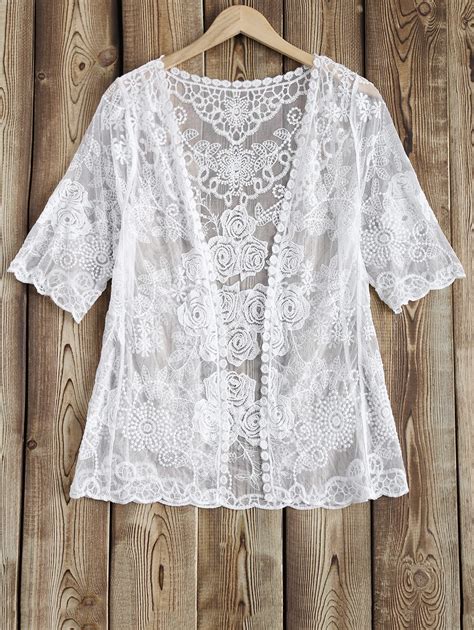 Sheer Lace Cover Up White Cover Ups Zaful