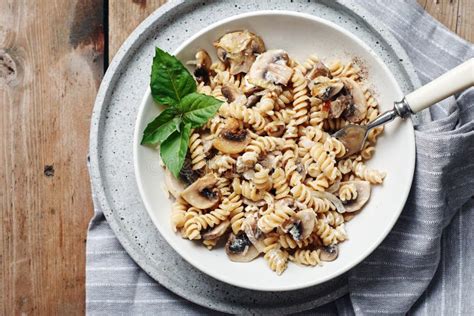 Fusilli Pasta With Mushrooms And Cheese Stock Image Image Of Pepper