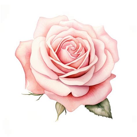 Pink Rose Watercolor Illustration On White Background Premium Ai