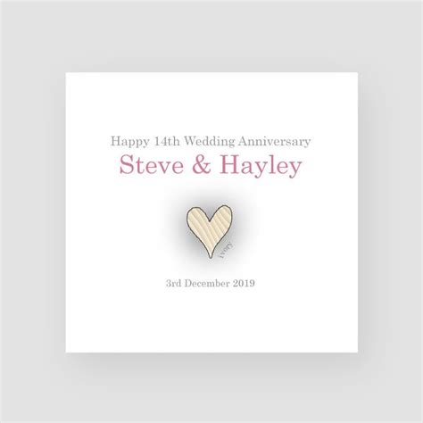 A Beautiful And Simple 14th Wedding Anniversary Card Featuring A