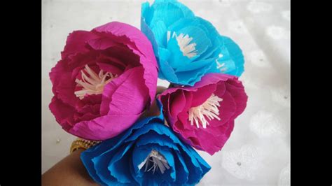 How To Make Simple Crepe Paper Peony Flower YouTube