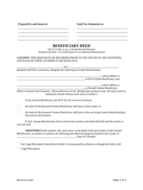 Colorado Beneficiary Deed Doc Template Pdffiller