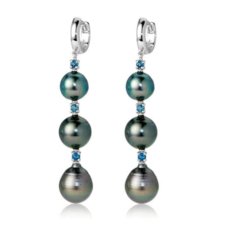 TVSN Pearls Of Tahiti 9 11mm Tahitian Pearl Graduated Earrings SS