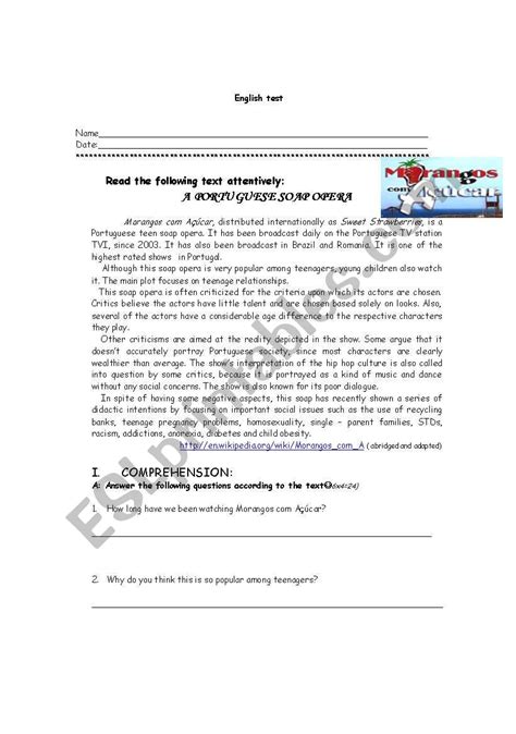 Test Tv Esl Worksheet By Prof Alexandra