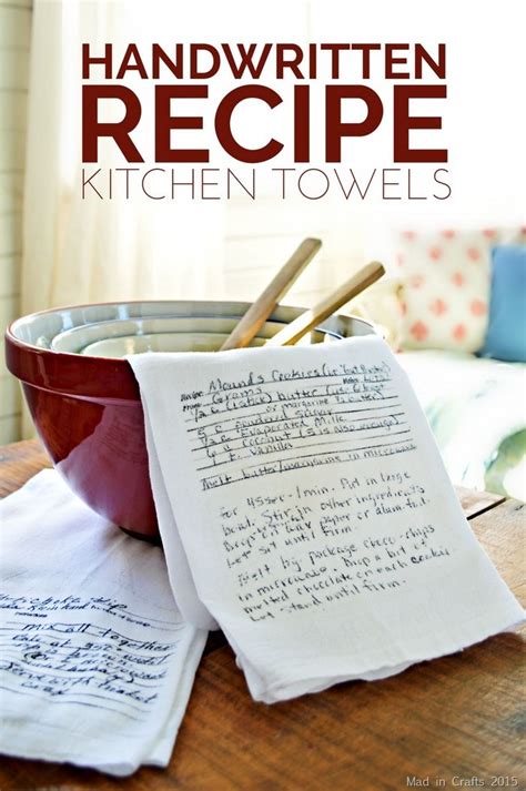 Handwritten Recipe Kitchen Towels Mad In Crafts