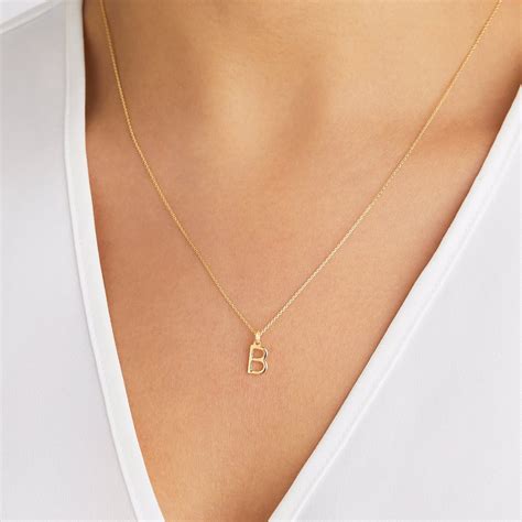 Solid Gold Small Initial Letter Charm Necklace Lily And Roo Wolf And Badger