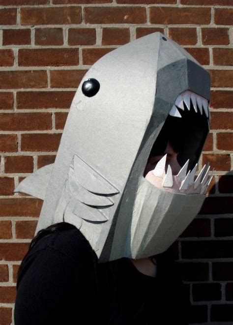 Shark Mask Cardboard Costume Shark Mask Diy Halloween Ts