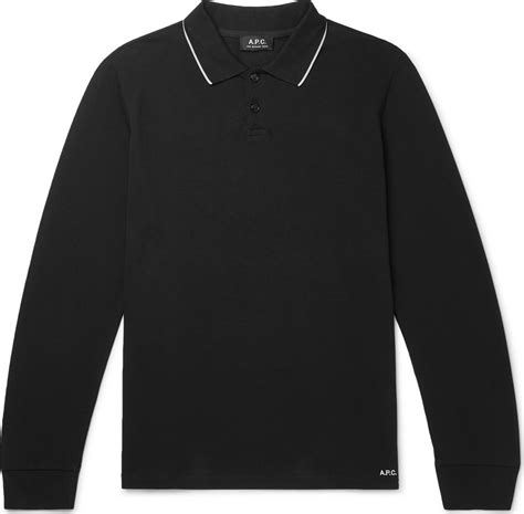 Apc Contrast Tipped Cotton Piqué Polo Shirt Luxed