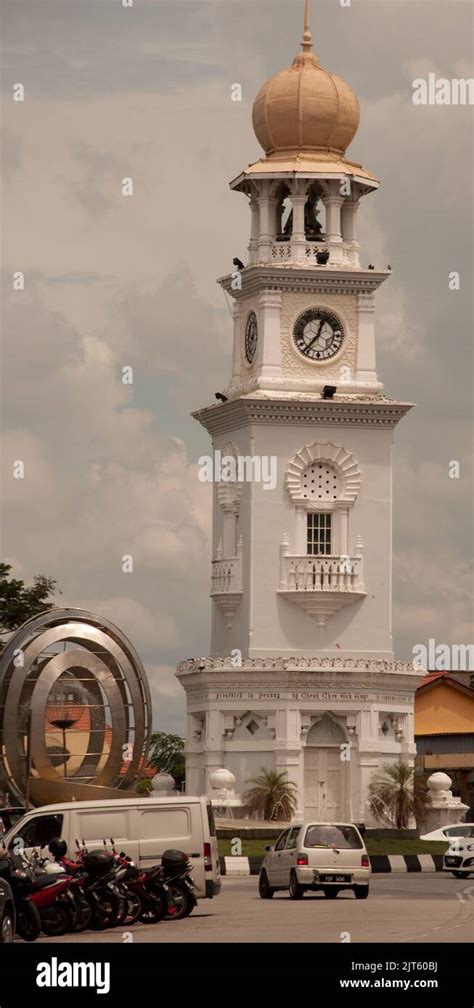 Queen Victoria Clock Tower And Penang Fountain Georgetown Penang