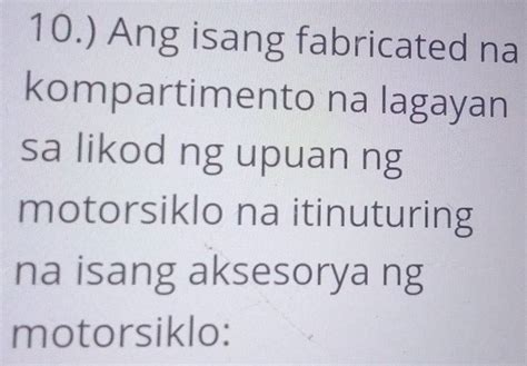 Solved 10 Ang Isang Fabricated Na Kompartimento Na Lagayan Sa Likod