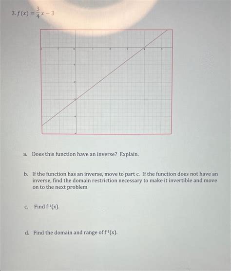 Solved F X 43x−3 A Does This Function Have An Inverse