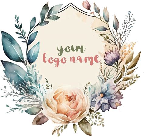 Watercolor Floral Logo, Round Floral Logo, modern Watercolor Logo, Logo Design, Calligraphy Logo ...