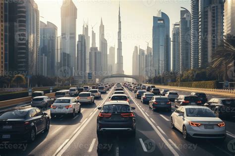 back view Traffic jam in road. Traffic jam at rush hour. traffic block