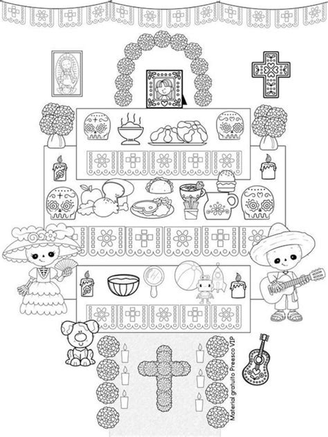 Altar De Muertos 5 Dibujos Para Colorear Imprimir Y Poner En La