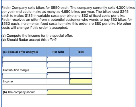 Solved Radar Company Sells Bikes For 550 Each The Company Chegg