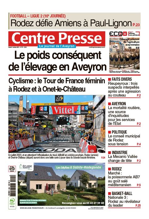 Centre Presse Aveyron N Du Octobre T L Charger Sur Ipad