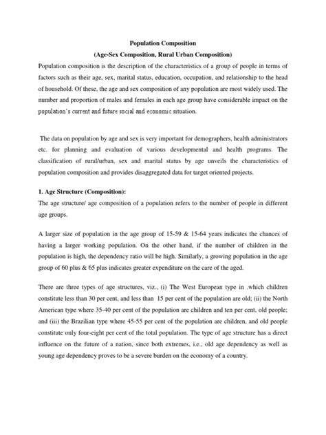 Final Population Age Structure Position And Rural Urban Composition Pdf Urbanization
