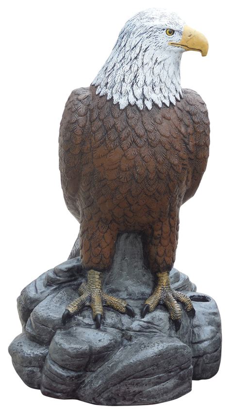 Majestic Eagle Left Concrete Statue In Detail Painted Finish Rustic