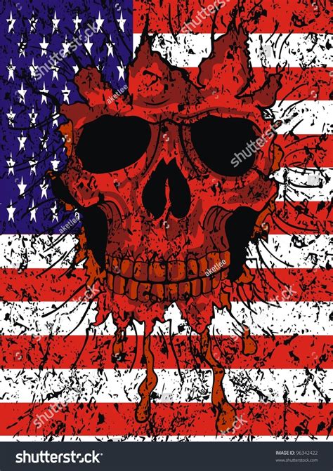 American Flag Skull Stock Vector 96342422 Shutterstock