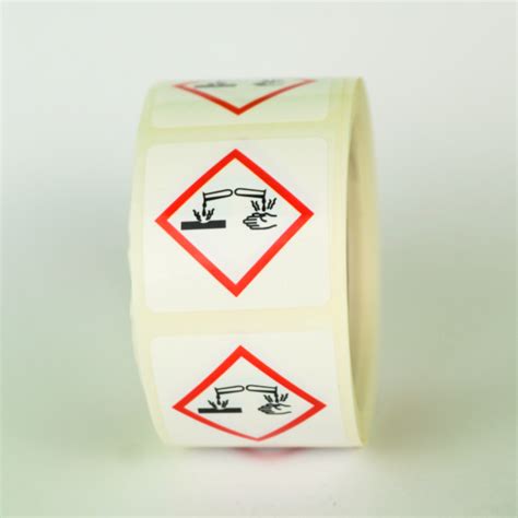 Corrosive Labels ⚠️ Hazard Warning On-a-Roll 🧪 Safeti