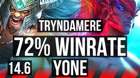 TRYNDAMERE Vs YONE TOP 10 0 2 72 Winrate 9 Solo Kills Legendary