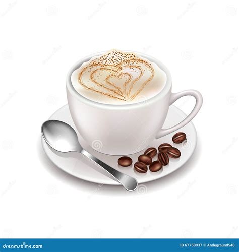 Cappuccino On White Vector Stock Vector Illustration Of Realistic