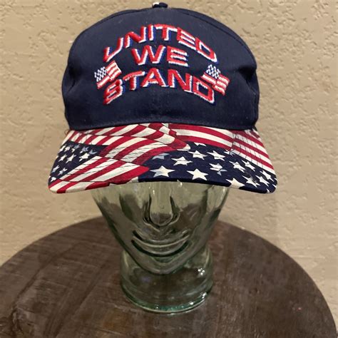 Vtg Embroidered UNITED WE STAND USA FLAG Snapback Ba… - Gem