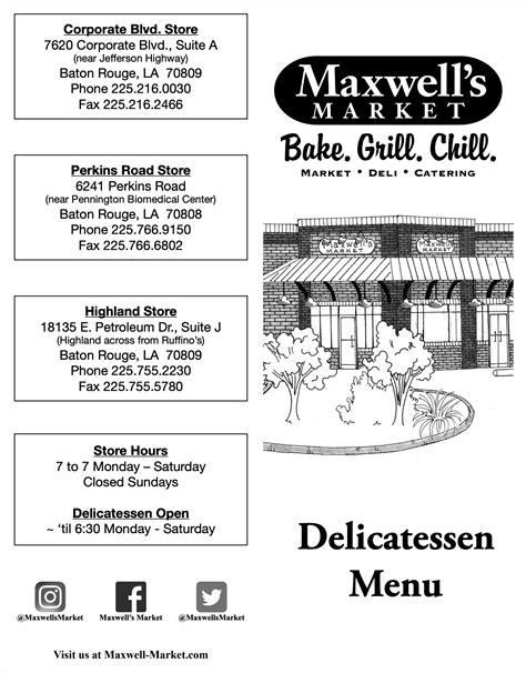 Deli Menu Maxwells Market