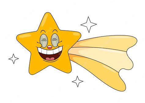 Premium Vector Yellow Falling Star In Comic Cartoon Style