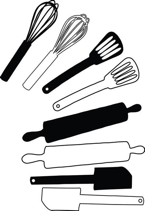 Kitchen Utensils Svg Whisk Svg Spatula Rolling Pin Svg Etsy