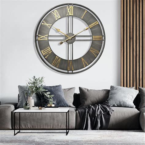 Dankeit Grande horloge murale ronde décorative en métal de 61 cm