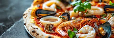 Seafood Pizza Pizza Ai Frutti Di Mare With Squid Rings Mussels And