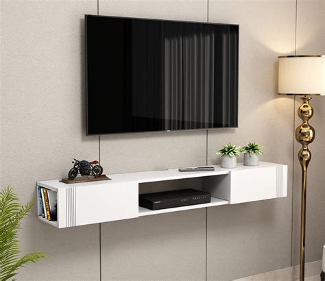 Buy Finn Engineered Wood Wall Mounted Tv Unit Frosty White Finish At 25 Off Online Wooden