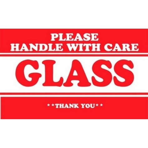 3 X 5 Glass Please Handle With Care Thank You Labels 500 Per Roll