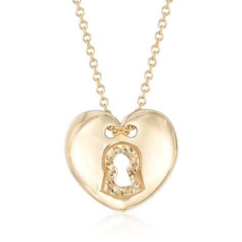 14kt Yellow Gold Heart-Shaped Lock Necklace | Ross-Simons