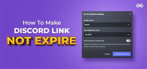 How To Set Discord Link To Never Expire Geeksforgeeks