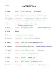 Worksheet 7 Genitourinary System Ans Key Doc Vet 100 WORKSHEET 7