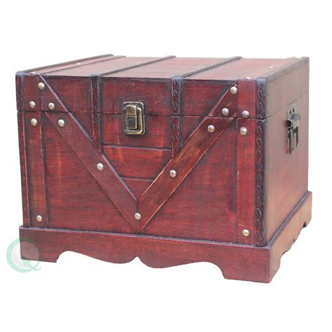 Vintiquewise Antique Cherry Storage Trunk Qi003027 S The Home Depot