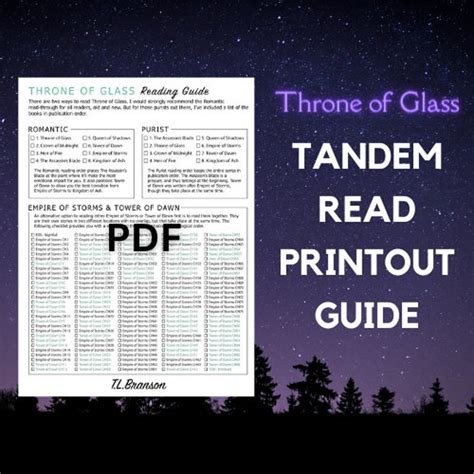 Throne Of Glass Tandem Read Printout Guide Pdf Etsy