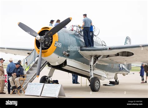 Peru Illinois USA May 19 2018 Grumman TBF TBM Avenger Parked On