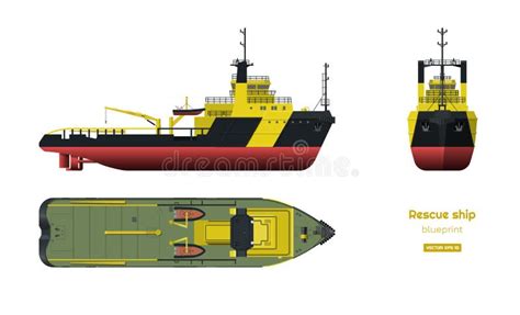 Cargo Ship On A White Background Top Side And Front View Container