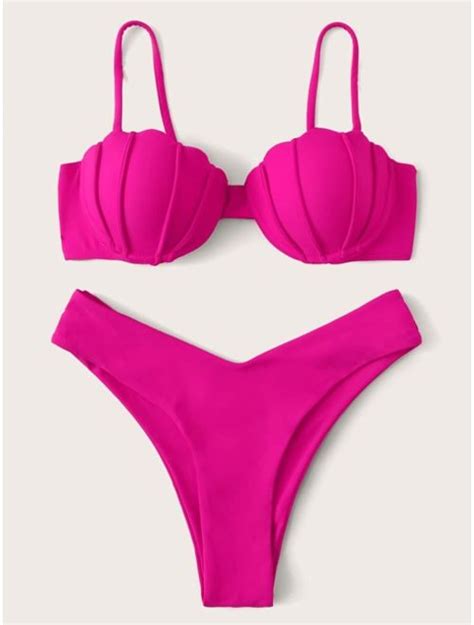 Buy Shell Shaped Underwire Top With High Cut Bikini Set Online Topofstyle