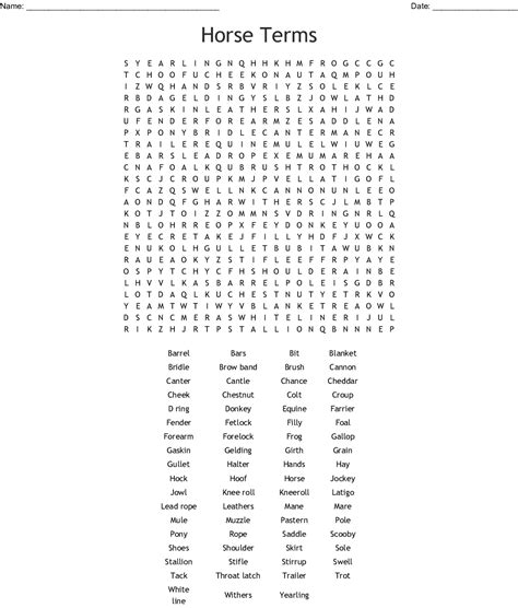 Horse Word Search Puzzles Printable - Word Search Printable