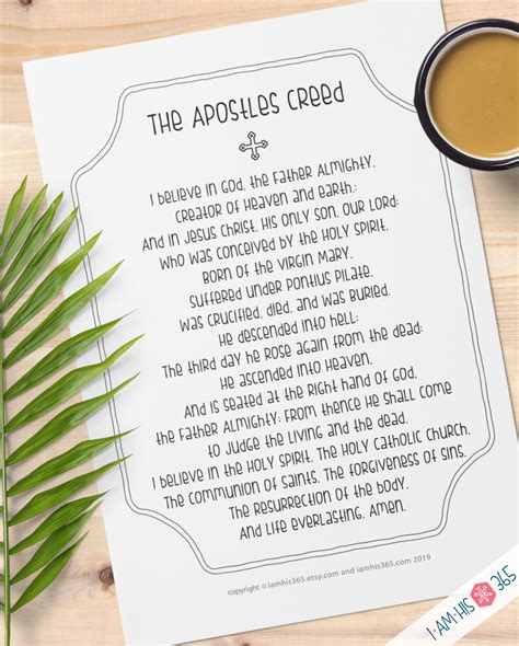 Apostles Creed Prayer Print - Catholic Prayer Printable Christian Print ...