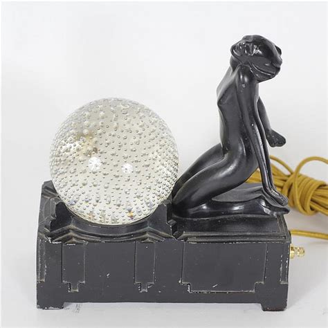 Sold Price Frankart Figural Nude Art Deco Table Lamp With Clear Glass