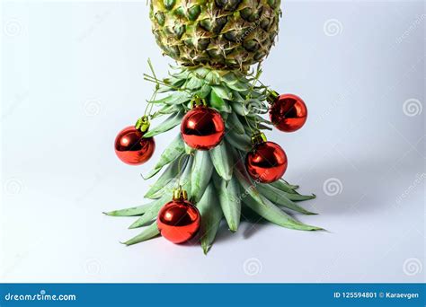 Christmas Tree Made Of Pineapple Leaves Stock Image Image Of