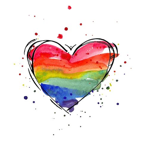 Rainbow Heart Print Heart Watercolor Print Love Art - Etsy