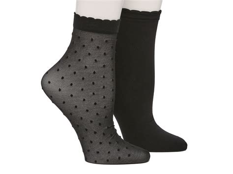 Mix No 6 Sheer Dot Ruffle Trim Ankle Socks 2 Pack Free Shipping Dsw