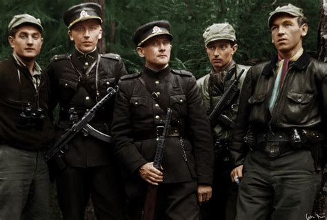 Lithuanian Forest Brothers Pose For The Camera Colorization