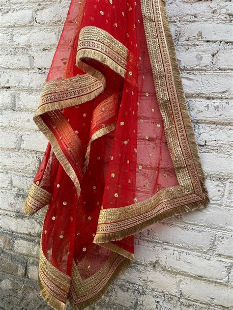 Buy Red Bridal Dupatta For Wedding Lehenga Online In India Etsy